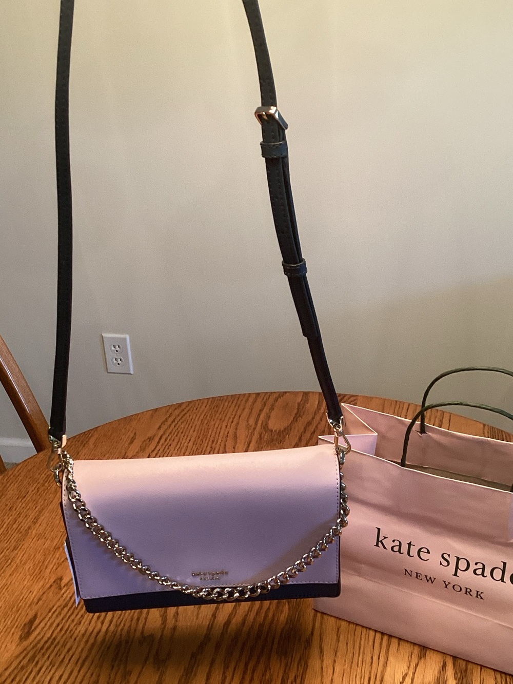 Kate Spade  Cameron Convertible Bag in Lilac and Navy.